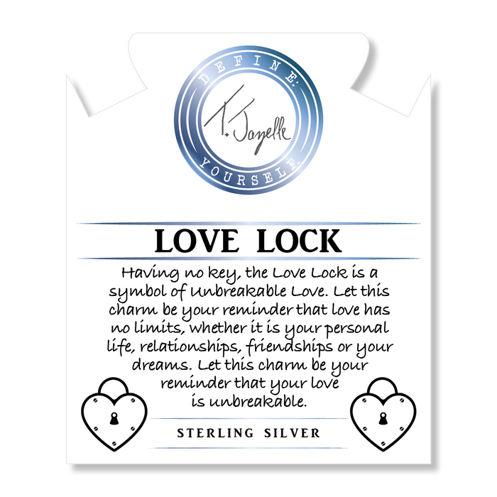 Peruvian Amazonite Stone Bracelet with Love Lock Sterling Silver Charm