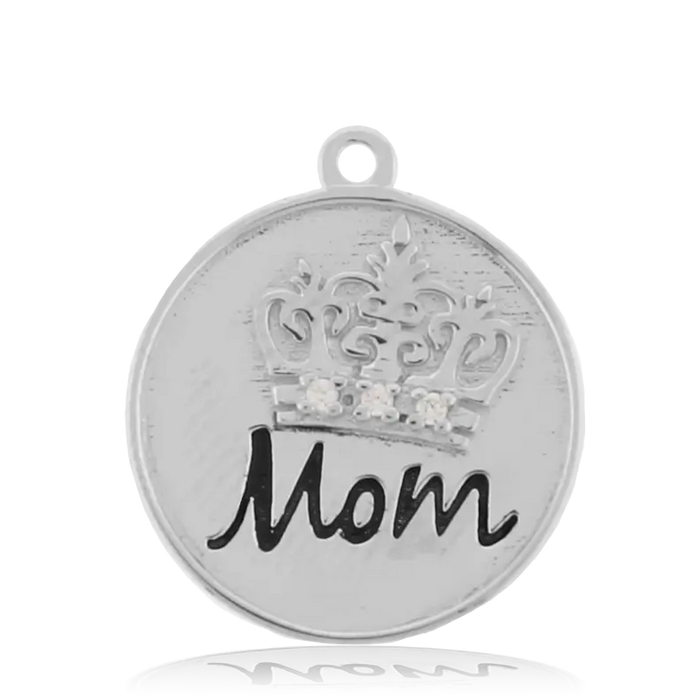 Peruvian Amazonite Stone Bracelet with Mom Crown Sterling Silver Charm