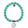 Peruvian Amazonite Stone Bracelet with Mother Son Sterling Silver Charm