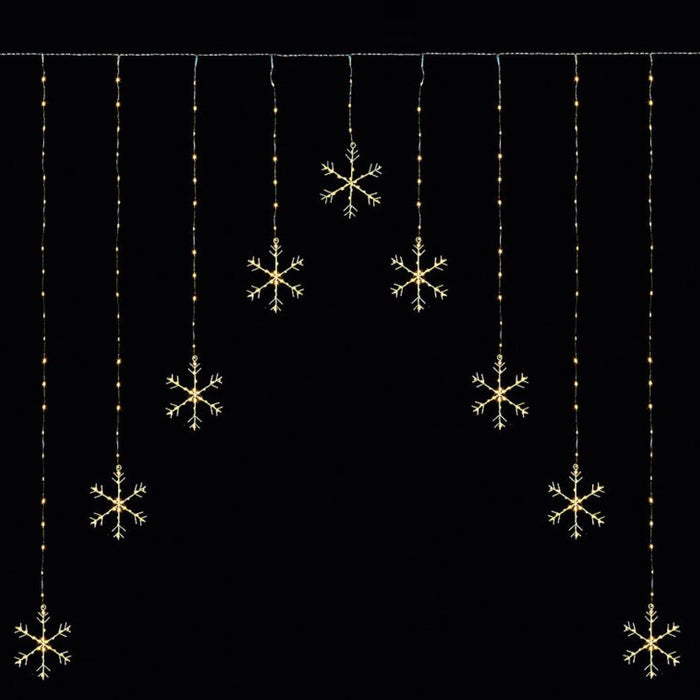 Pin Wire Snowflake Curtain Warm White