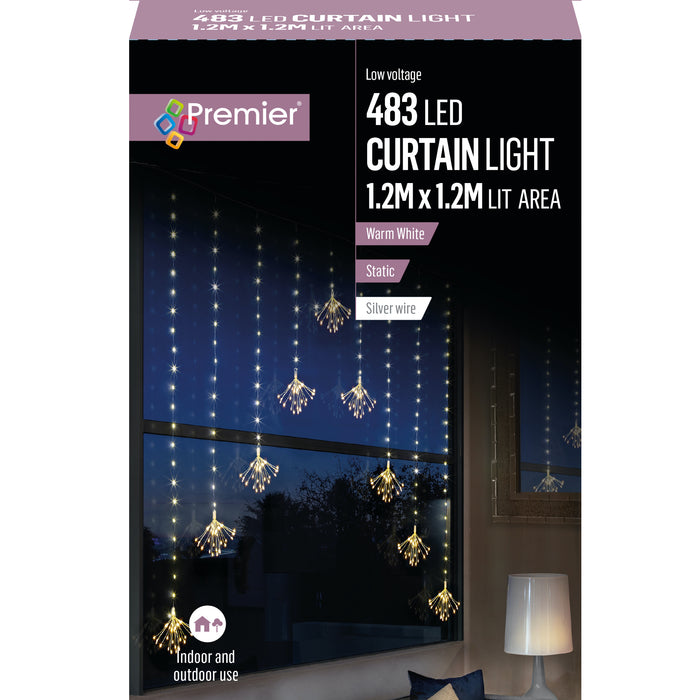 Pin Wire Starburst Curtain Warm White
