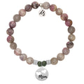 Pink Tourmaline Stone Bracelet with Mom... Sterling Silver Charm