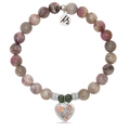 Pink Tourmaline Stone Bracelet with Renewal Heart Sterling Silver Charm