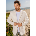 Platini Men's Double Button Faux Suede Blazer - Off White
