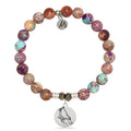 Purple Jasper Stone Bracelet with Cardinal Sterling Silver Charm