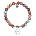 Purple Jasper Stone Bracelet with Compass Rose Sterling Silver Charm