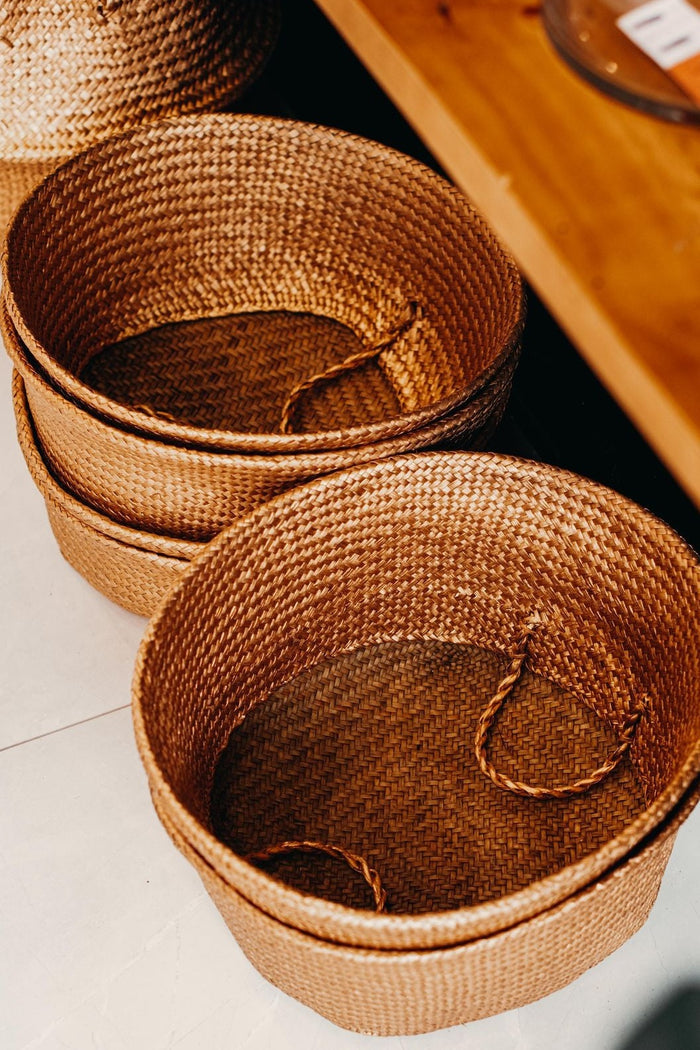 Rattan Nesting Baskets, Set of Three — product view