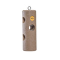 Recycled Suet Log bird feeder with drilled holes for suet, textured to resemble tree bark. Includes eye hook for hanging, accommodates three suet logs.