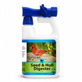 32-ounce Seed & Hull Digester spray bottle with cardinal label and blue trigger, designed to clean bird feeding areas using natural enzymes.