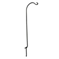 Single Deck Screw Mount Hanger: black metal pole with curved end, designed to hold bird feeders, features built-in support bracket for extra strength.