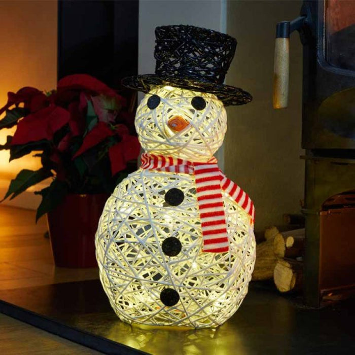 Sparkly Snowman - Woven Decoration with LED Lights