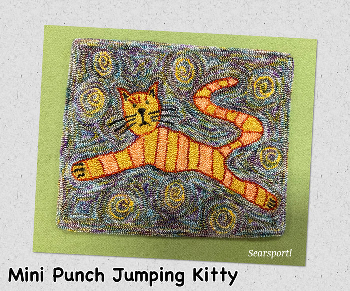 SRH Mini Punch Needle Pattern Jumping Kitty 6x9