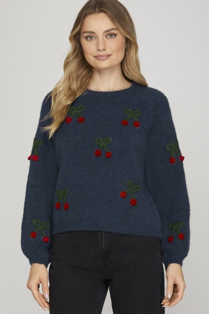 S+S Navy Cherry Sweater