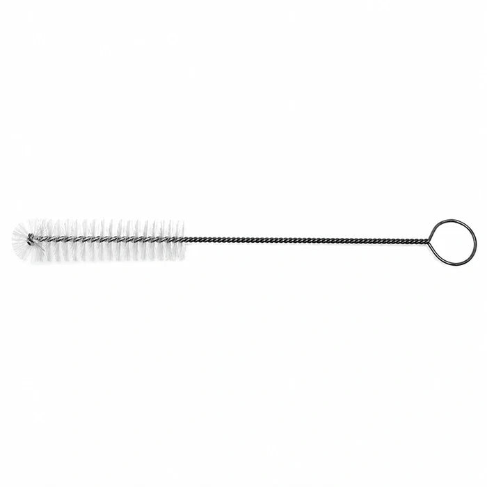 Slim white bristle hummingbird feeder port brush with wire handle and looped grip for cleaning feeding ports and narrow openings