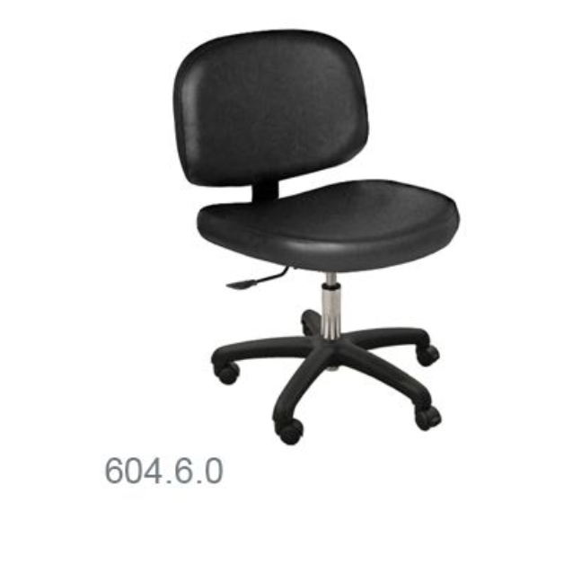 Jeffco Task Styling Chair 604.6.0: black, height adjustable, five wheels, no armrests.