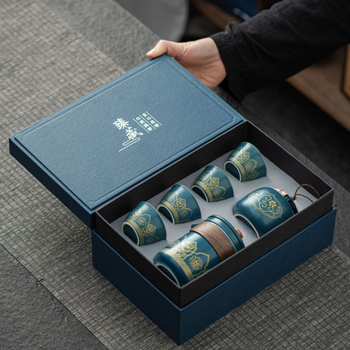 Tea Set Suit Ceramic One Pot Four Cups Gift Box