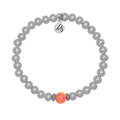 The Cape Bracelet - Silver Steel with Coral Opal Ball