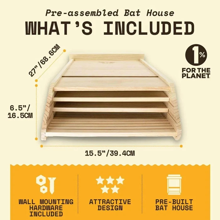 Bat house detail sheet with measurements and construction details.