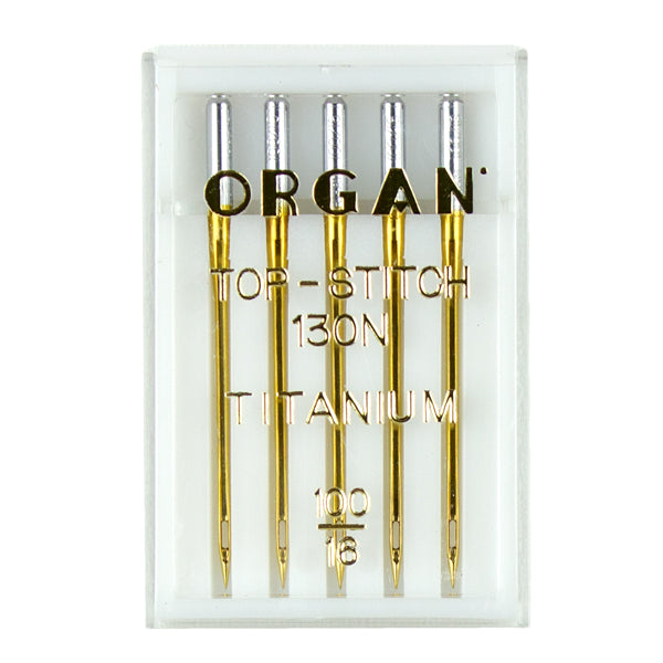 Top Stitch Titanium Size 100, 5 Needles per plastic box