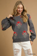 U Charcoal Flower Stem Sweater
