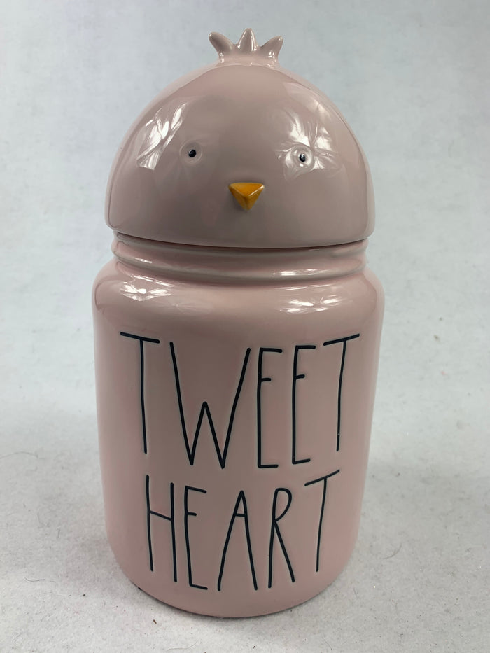 Valentine Tweet Heart Chick Ceramic Cookie Jar by Rae Dunn
