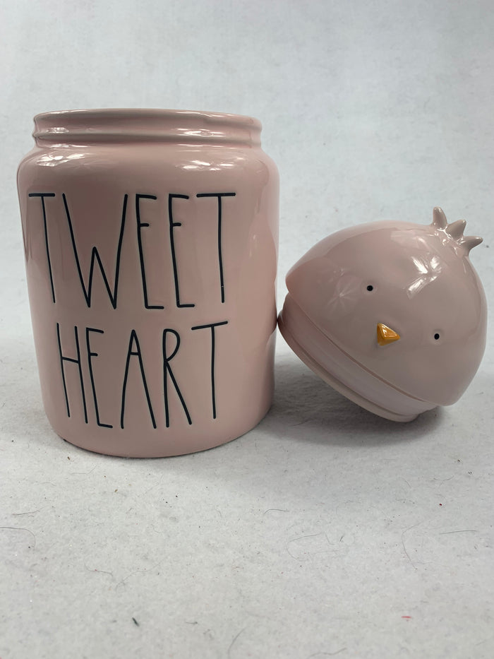 Valentine Tweet Heart Chick Ceramic Cookie Jar by Rae Dunn