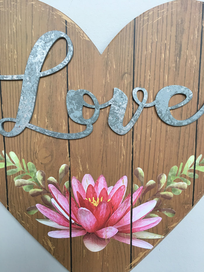 Valentine Wooden Heart With Love Wall Hanging