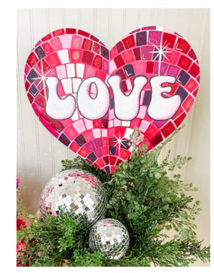 Valentines Day: Disco Love Heart Metal Stake