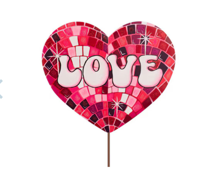 Valentines Day: Disco Love Heart Metal Stake