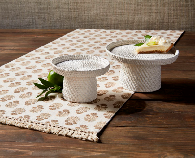 White Woven Ceramic Pedestals