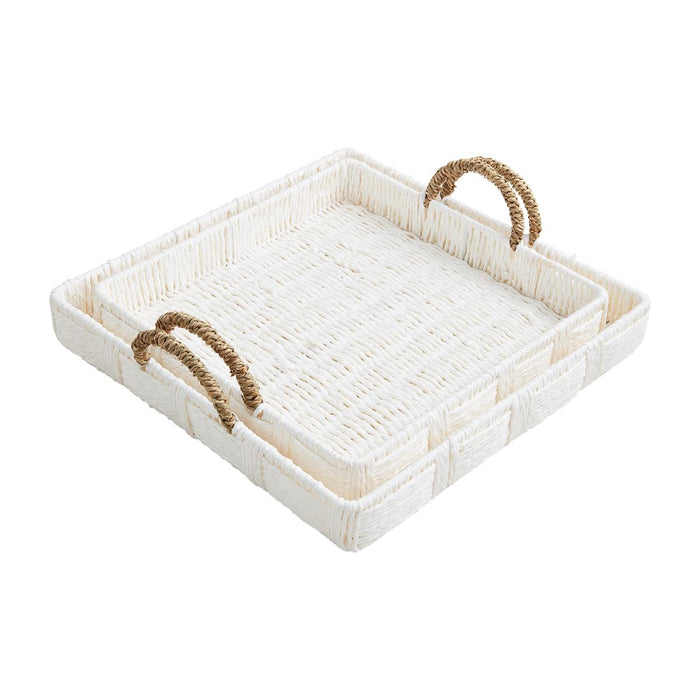 White Woven Square Trays