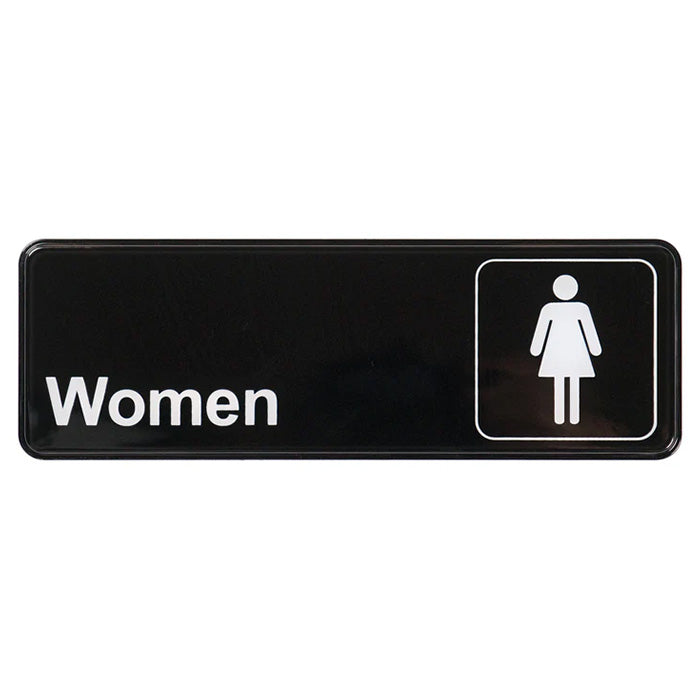 Winco SGN-312 - 3" x 9" - Information Sign with Symbol - "Women" Restroom
