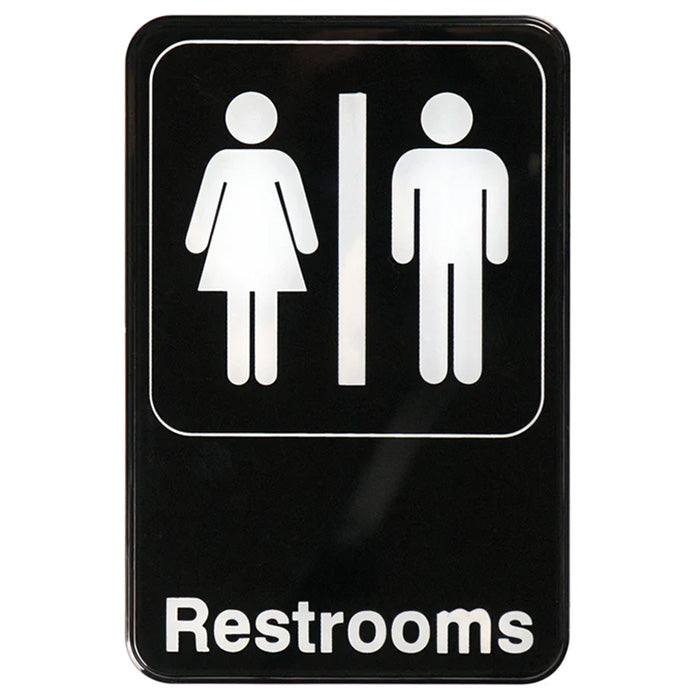 Winco SGN-603 - 6" x 9" - Information Sign with Symbol - "Restrooms"