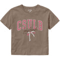 Womens CSULB Bow Crop Tee - Driftwood, League