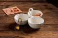 Woven Stoneware Triple Tidbit Set