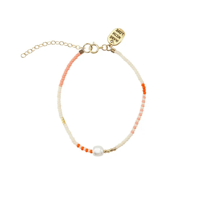 Zebra Pearl Bracelet - Ivory Coral